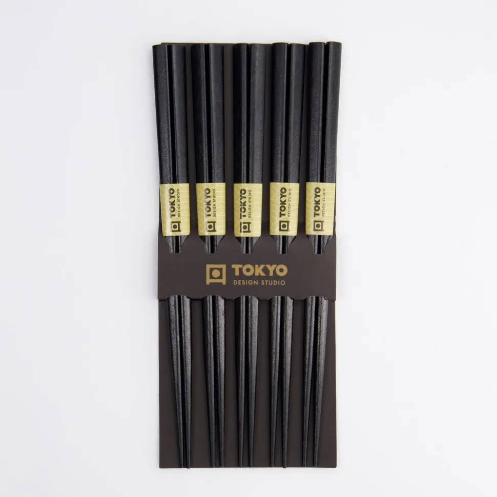 Ätpinnar, 5-pack - Tokyo Design Studio - Svart Trä