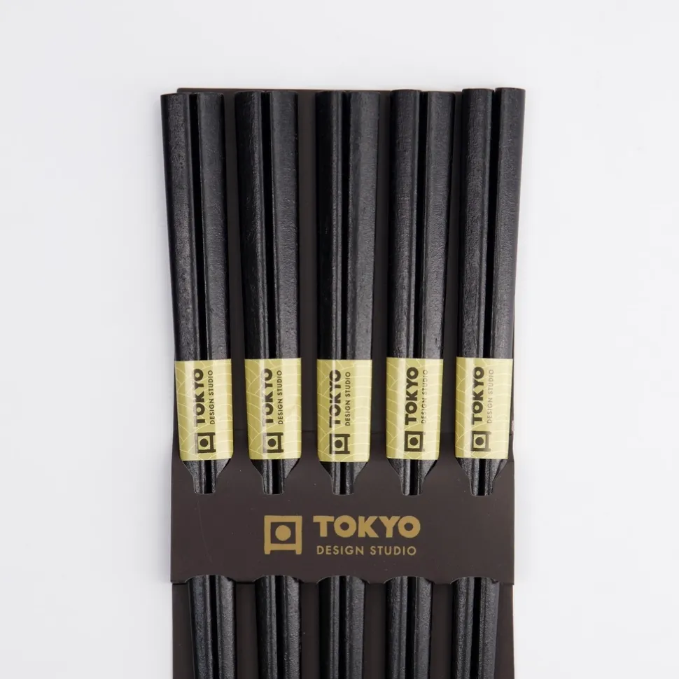Ätpinnar, 5-pack - Tokyo Design Studio - Svart Trä