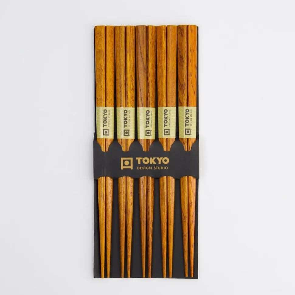 Ätpinnar, 5-pack - Tokyo Design Studio - Mörkt Trä