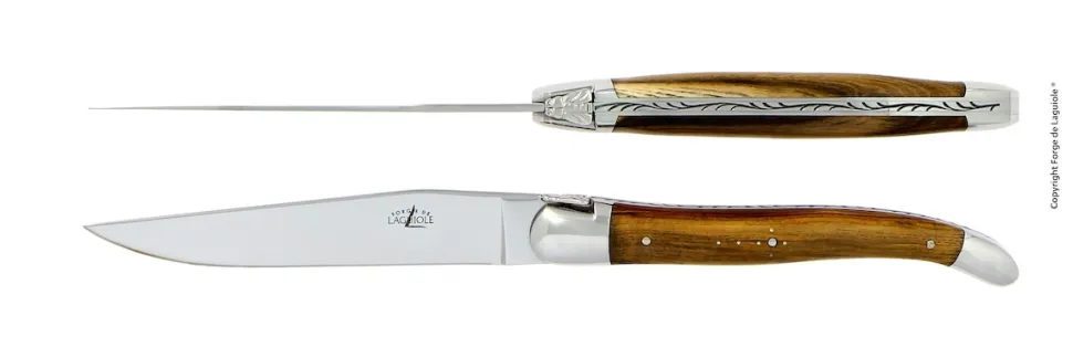 Två knivar, Handtag av Pistage, blank, Tradition - Forge de Laguiole