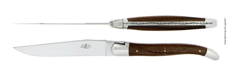 Två knivar, Handtag av Valnöt, blank, Tradition - Forge de Laguiole