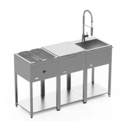 Utekök, komplett med kolgrill, arbetsbänk & diskho - Looft