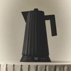 Vattenkokare med temperaturinställning, Plissé, Svart - Alessi